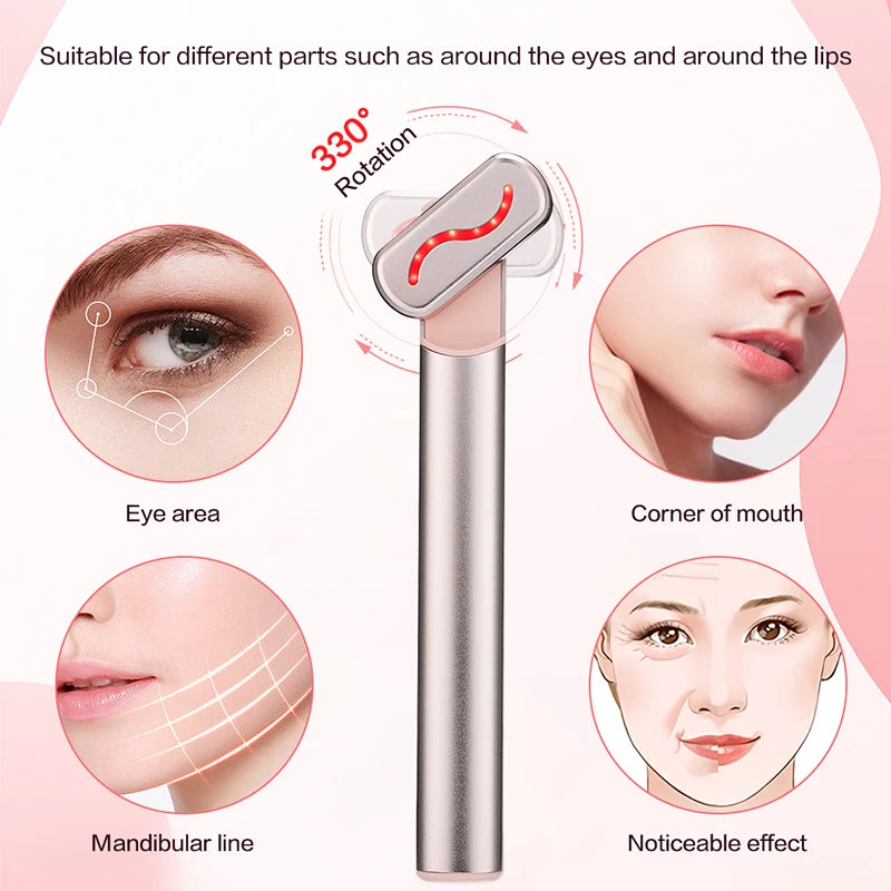 EMS Microcurrent Face Lifting Device Red Light Facial Wand Eye Neck Massager