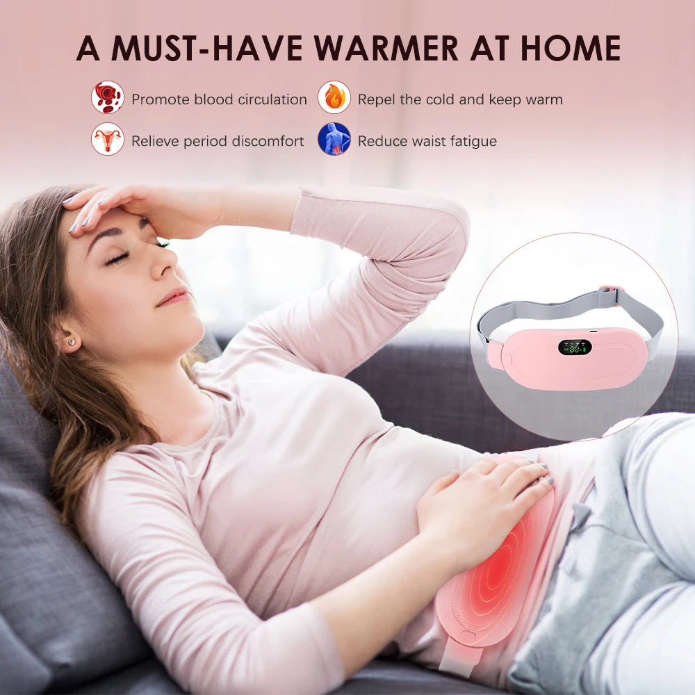 New 4 Mode Electric Period Heating Pad Vibration Women Massage Belt Waist Abdominal Massager Cramp Relax Warm Period Pad Massage