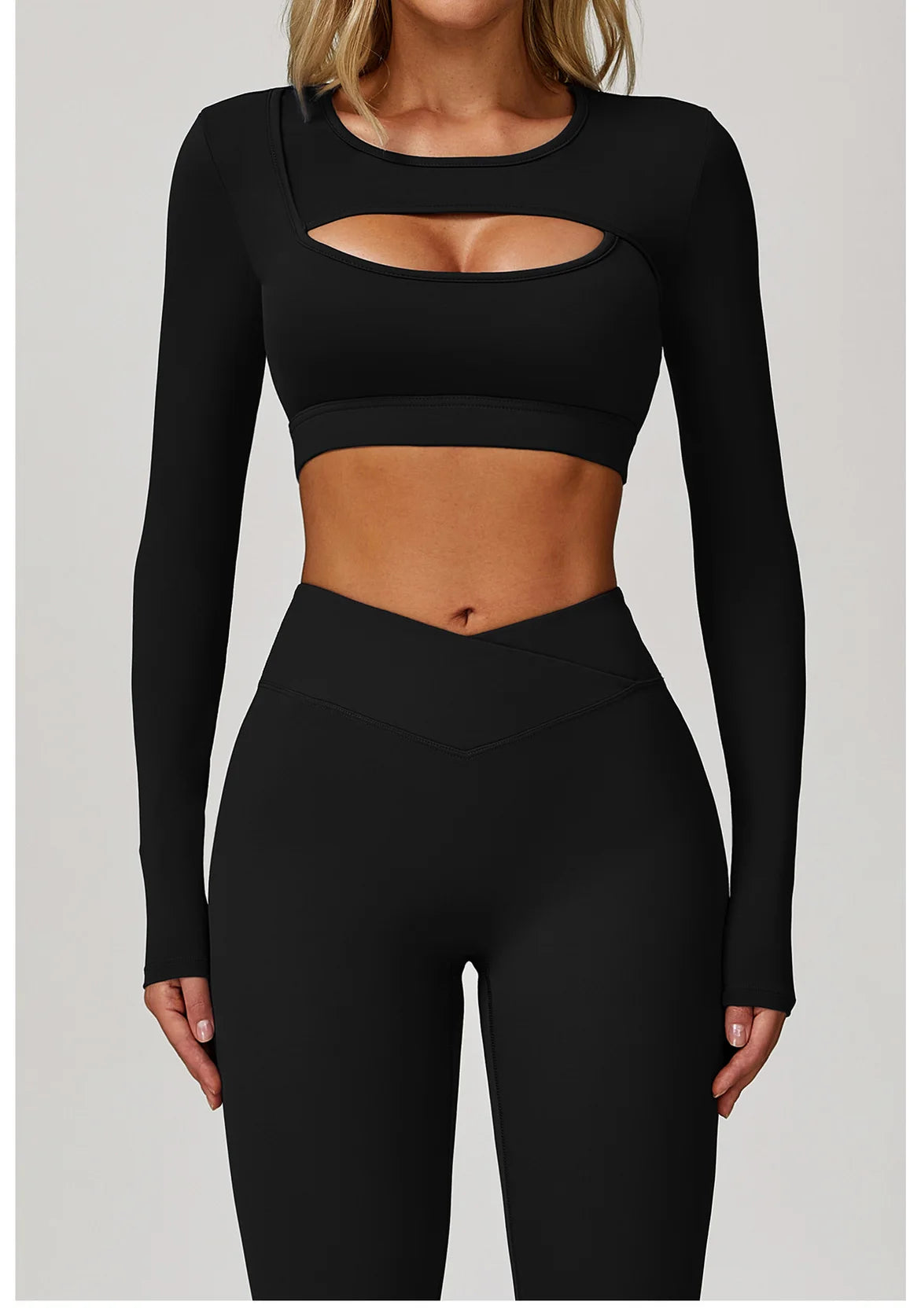 Hollow Out Long Sleeve T-Shirt Yoga Shirts Push