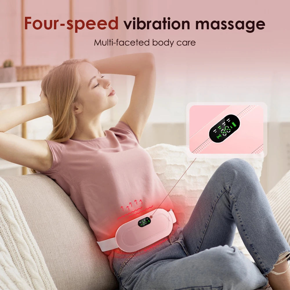 New 4 Mode Electric Period Heating Pad Vibration Women Massage Belt Waist Abdominal Massager Cramp Relax Warm Period Pad Massage