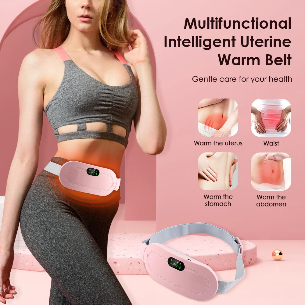 New 4 Mode Electric Period Heating Pad Vibration Women Massage Belt Waist Abdominal Massager Cramp Relax Warm Period Pad Massage