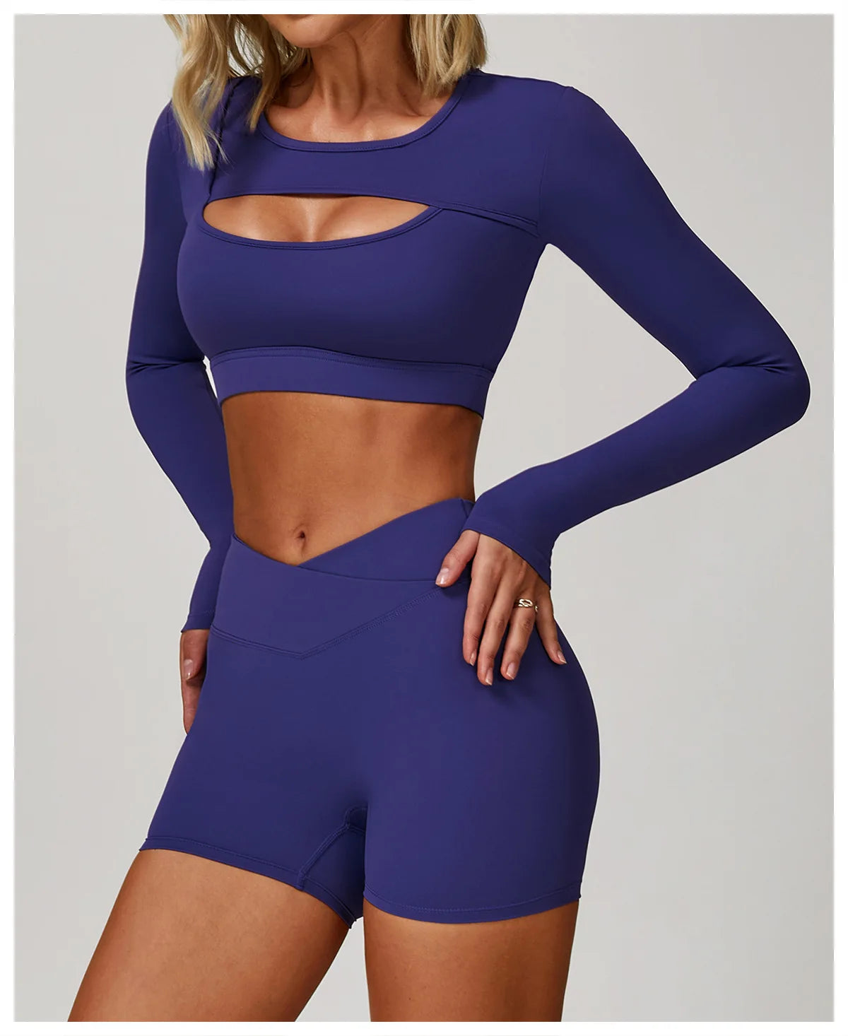 Hollow Out Long Sleeve T-Shirt Yoga Shirts Push