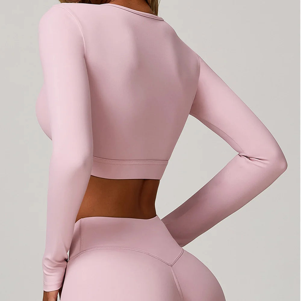 Hollow Out Long Sleeve T-Shirt Yoga Shirts Push