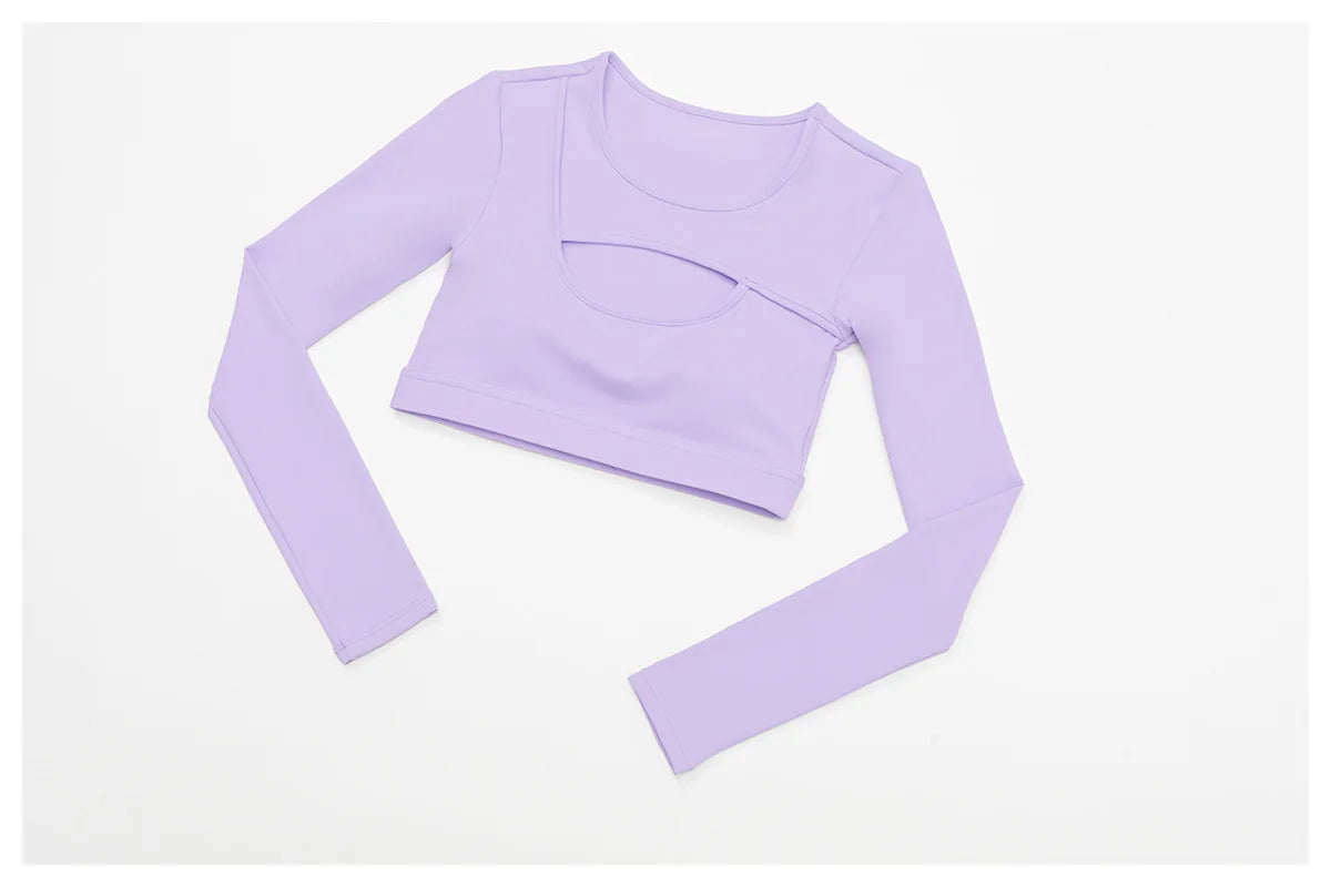 Hollow Out Long Sleeve T-Shirt Yoga Shirts Push