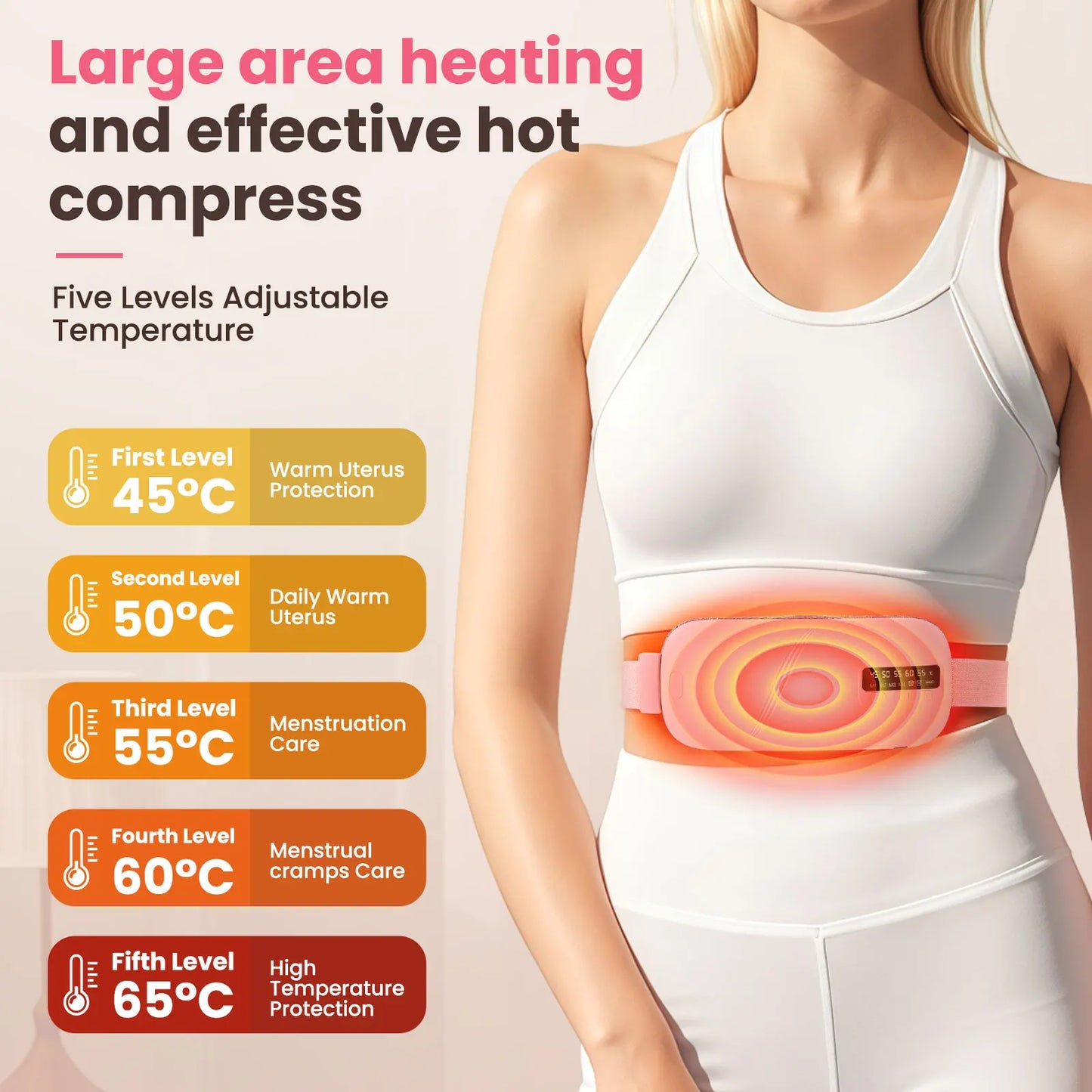 New 4 Mode Electric Period Heating Pad Vibration Women Massage Belt Waist Abdominal Massager Cramp Relax Warm Period Pad Massage