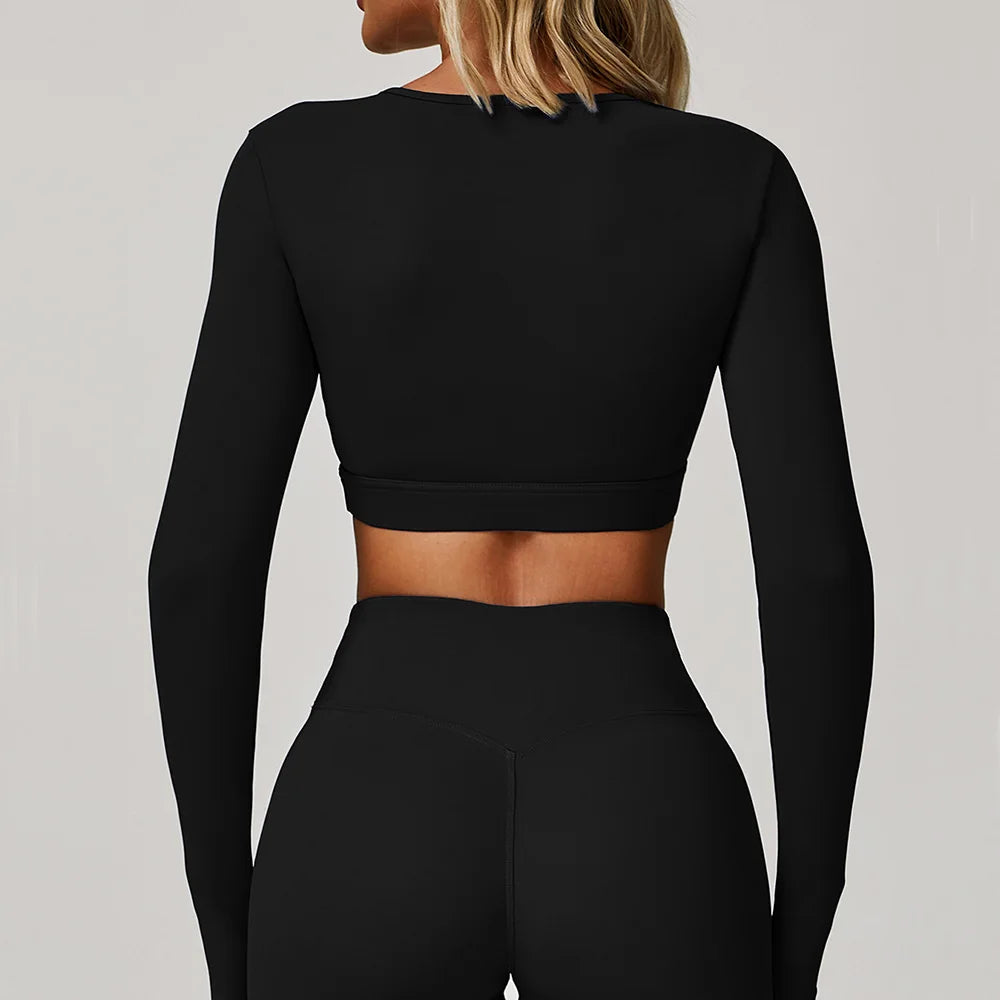 Hollow Out Long Sleeve T-Shirt Yoga Shirts Push