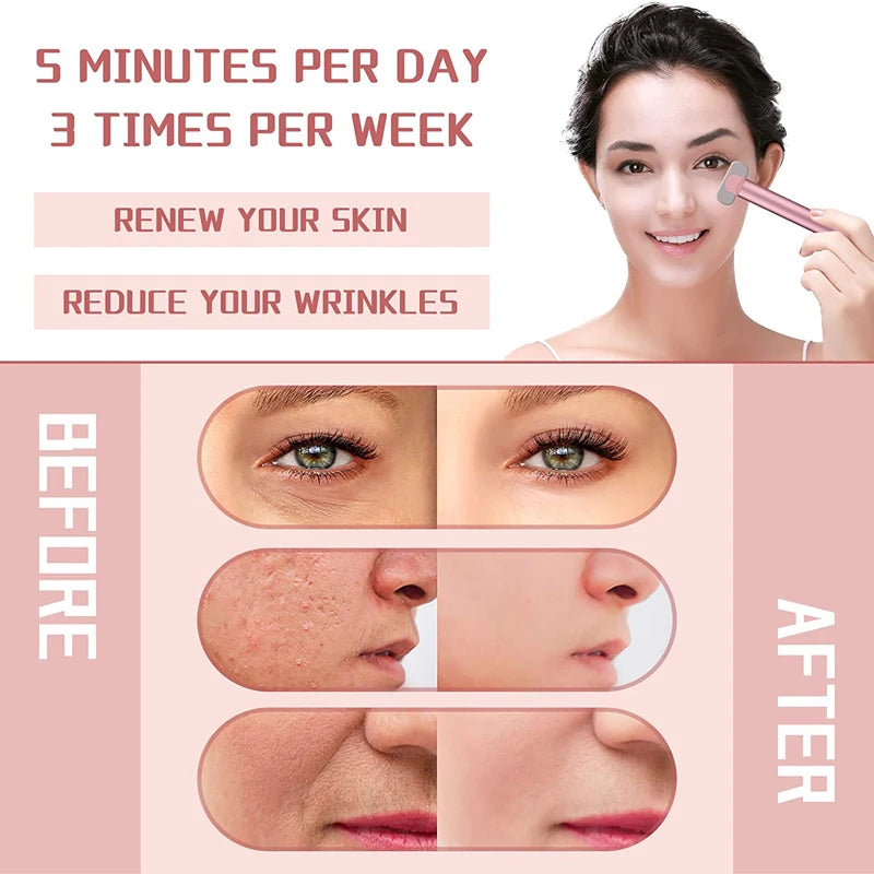 EMS Microcurrent Face Lifting Device Red Light Facial Wand Eye Neck Massager
