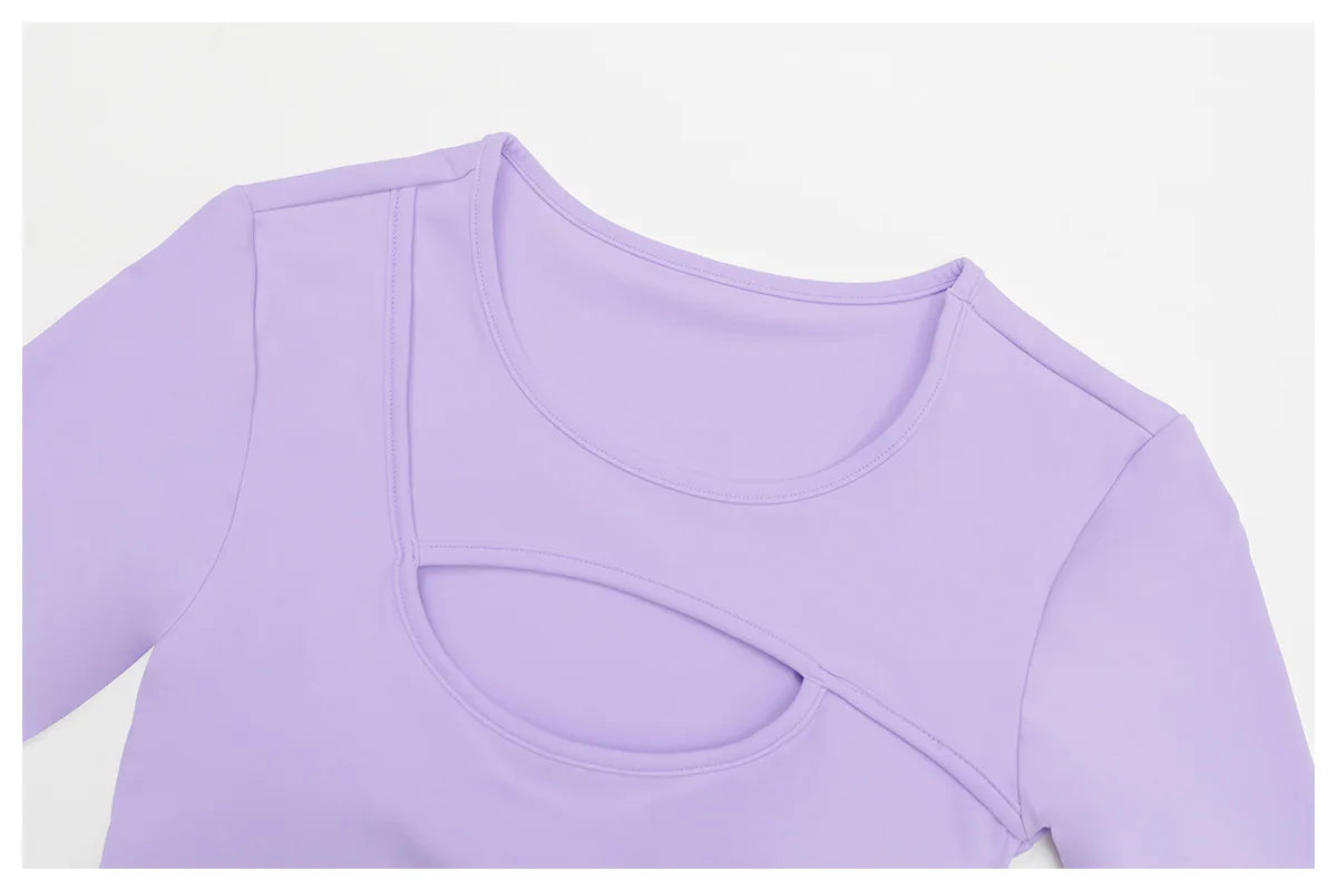 Hollow Out Long Sleeve T-Shirt Yoga Shirts Push