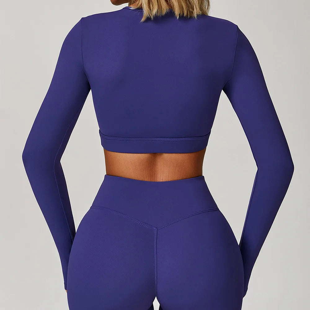 Hollow Out Long Sleeve T-Shirt Yoga Shirts Push