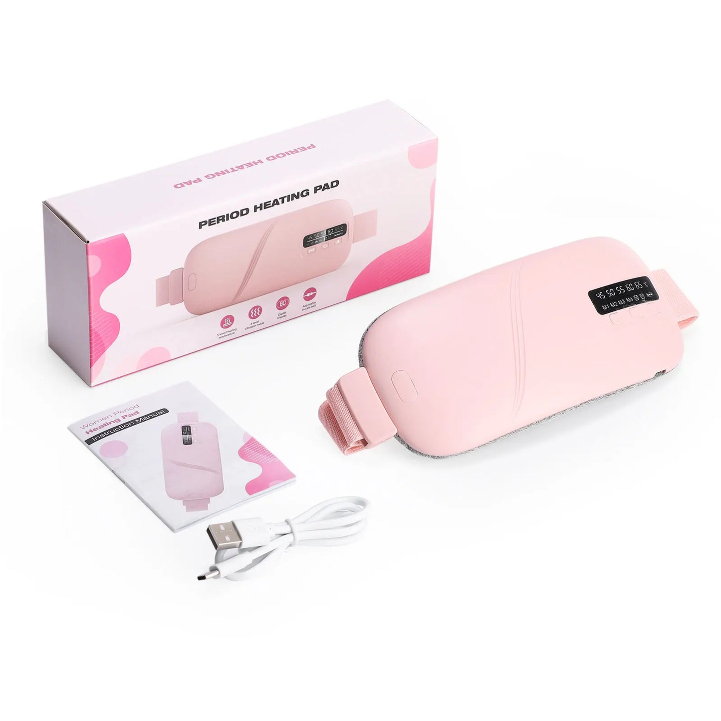 New 4 Mode Electric Period Heating Pad Vibration Women Massage Belt Waist Abdominal Massager Cramp Relax Warm Period Pad Massage