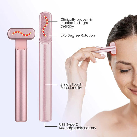 EMS Microcurrent Face Lifting Device Red Light Facial Wand Eye Neck Massager