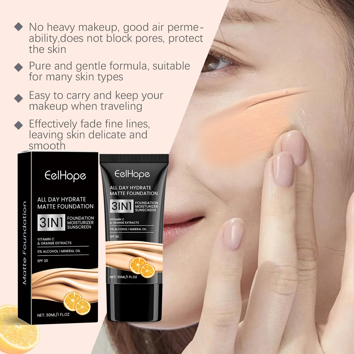 Hydrate Matte Foundation High Coverage Concealer Long Lasting Moisturizing