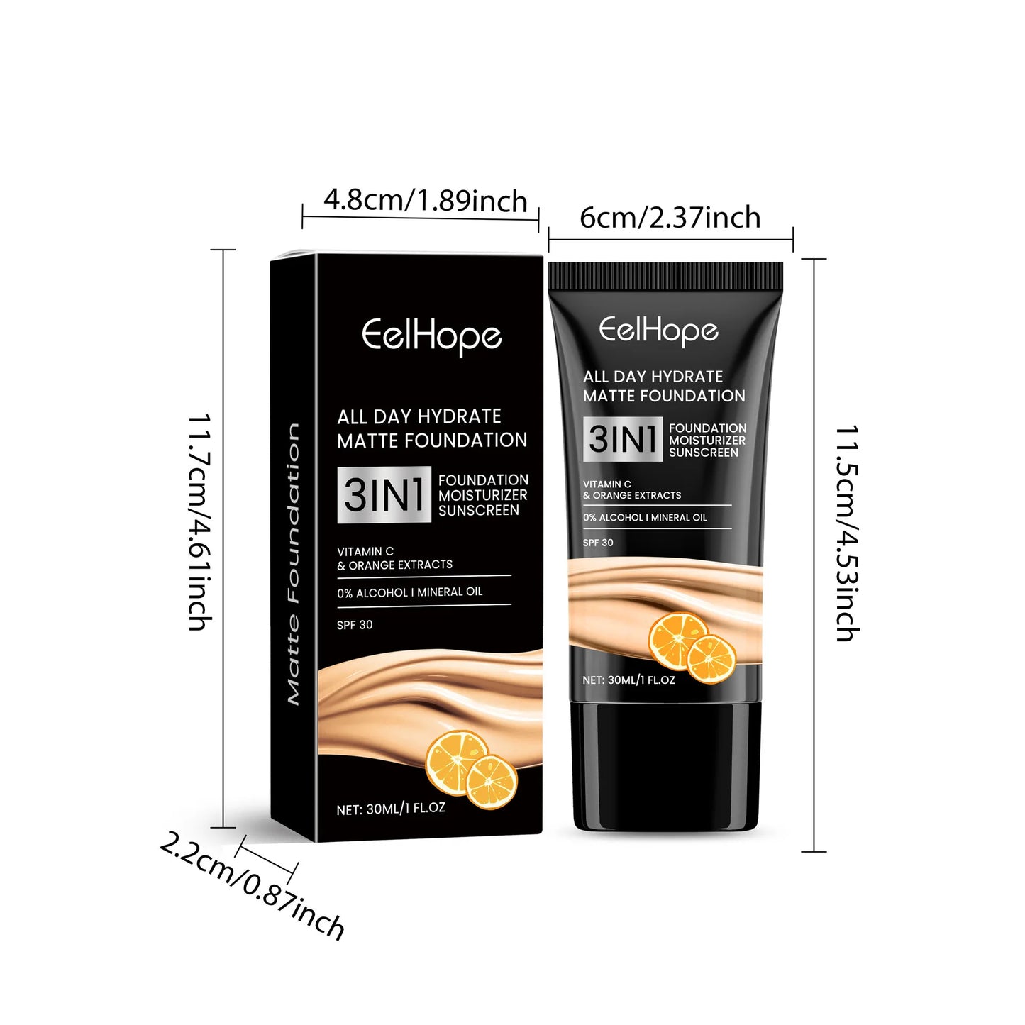 Hydrate Matte Foundation High Coverage Concealer Long Lasting Moisturizing
