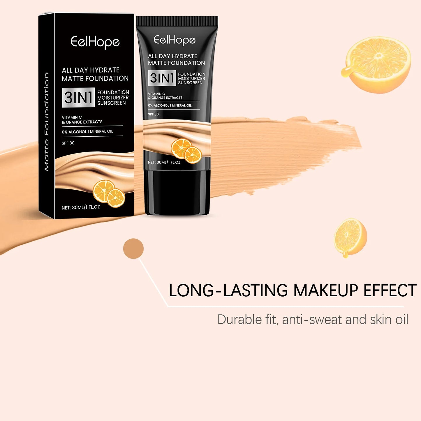 Hydrate Matte Foundation High Coverage Concealer Long Lasting Moisturizing